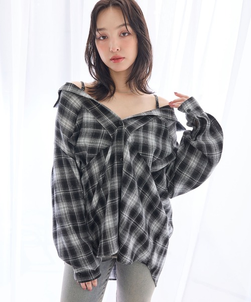 セール】2Wayオフショルチェック柄シャツ（シャツ/ブラウス）｜INGNI