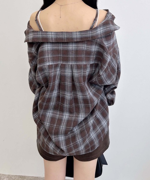 INGNI（イング）の「2Wayオフショルチェック柄シャツ（シャツ/ブラウス・レディース・ブラウン系その他2/ブラック系/ネイビー系2・M）」の12枚目の写真