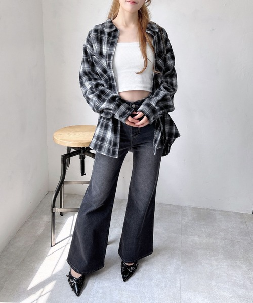 INGNI（イング）の「2Wayオフショルチェック柄シャツ／A（シャツ/ブラウス・レディース・ブラウン系その他2/ブラック系/ネイビー系2・M）」の20枚目の写真