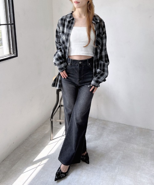 INGNI（イング）の「2Wayオフショルチェック柄シャツ／A（シャツ/ブラウス・レディース・ブラウン系その他2/ブラック系/ネイビー系2・M）」の21枚目の写真