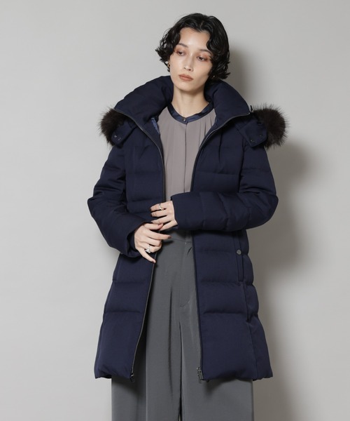 NANO UNIVERSE ナノユニバース ロングダウンジャケット ネイビー NANO universe（ナノユニバース）の「「西川ダウン(R)」サージロング