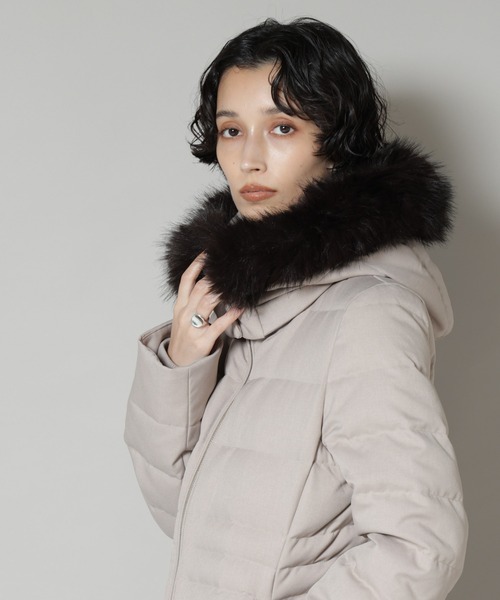 NANO universe（ナノユニバース）の「「西川ダウン(R)」サージロングダウン（ダウンジャケット/コート・レディース・ブラック/ネイビー/グレー系その他4・M/S/L）」の8枚目の写真