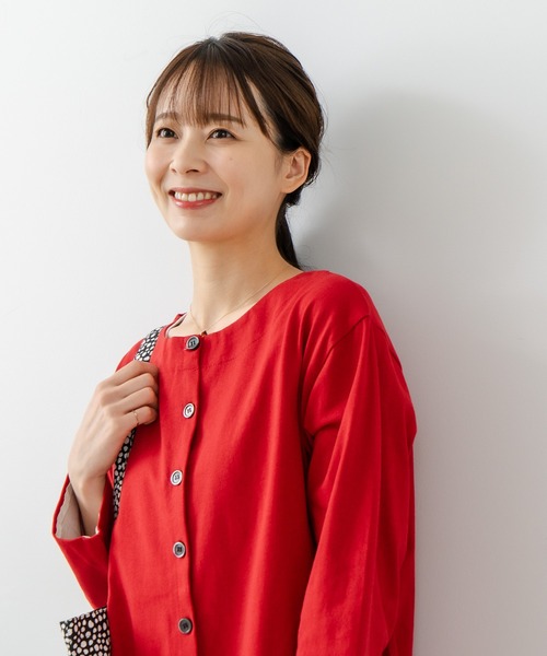 fort point(フォーポイント)の「【C-FORT POINT/フォートポイント】バスク天竺 クルーネック カーディガン(カーディガン/ボレロ・レディース・ブラック/レッド/ブルー/アイボリー/スミクロ・FREE)」の5枚目の写真