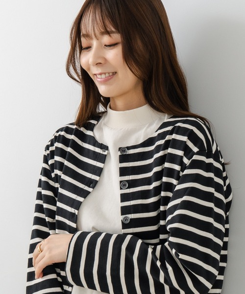 fort point(フォーポイント)の「【C-FORT POINT/フォートポイント】バスク天竺 クルーネック カーディガン(カーディガン/ボレロ・レディース・ブラック/レッド/ブルー/アイボリー/スミクロ・FREE)」の1枚目の写真