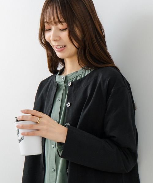 fort point(フォーポイント)の「【C-FORT POINT/フォートポイント】バスク天竺 クルーネック カーディガン(カーディガン/ボレロ・レディース・ブラック/レッド/ブルー/アイボリー/スミクロ・FREE)」の3枚目の写真