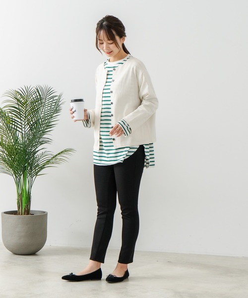 fort point(フォーポイント)の「【C-FORT POINT/フォートポイント】バスク天竺 クルーネック カーディガン(カーディガン/ボレロ・レディース・ブラック/レッド/ブルー/アイボリー/スミクロ・FREE)」の7枚目の写真