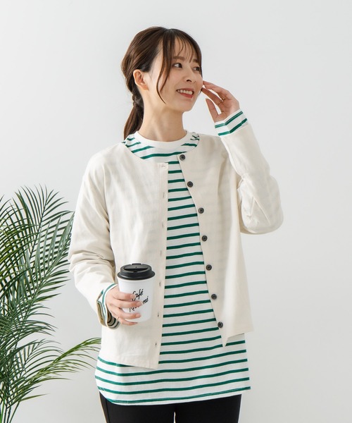 fort point(フォーポイント)の「【C-FORT POINT/フォートポイント】バスク天竺 クルーネック カーディガン(カーディガン/ボレロ・レディース・ブラック/レッド/ブルー/アイボリー/スミクロ・FREE)」の8枚目の写真