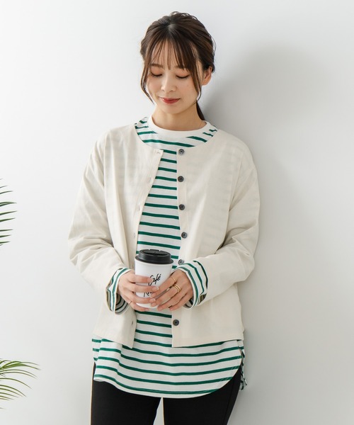 fort point(フォーポイント)の「【C-FORT POINT/フォートポイント】バスク天竺 クルーネック カーディガン(カーディガン/ボレロ・レディース・ブラック/レッド/ブルー/アイボリー/スミクロ・FREE)」の9枚目の写真