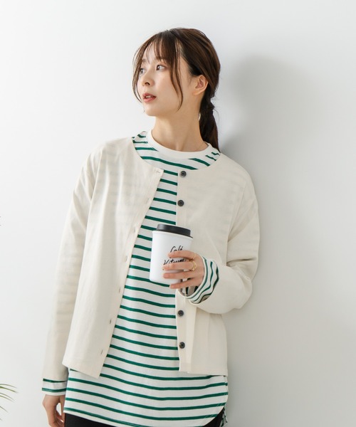 fort point(フォーポイント)の「【C-FORT POINT/フォートポイント】バスク天竺 クルーネック カーディガン(カーディガン/ボレロ・レディース・ブラック/レッド/ブルー/アイボリー/スミクロ・FREE)」の10枚目の写真