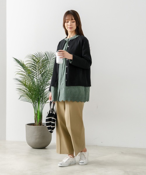 fort point(フォーポイント)の「【C-FORT POINT/フォートポイント】バスク天竺 クルーネック カーディガン(カーディガン/ボレロ・レディース・ブラック/レッド/ブルー/アイボリー/スミクロ・FREE)」の11枚目の写真