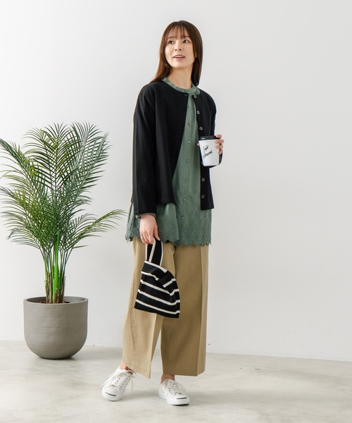 fort point(フォーポイント)の「【C-FORT POINT/フォートポイント】バスク天竺 クルーネック カーディガン(カーディガン/ボレロ・レディース・ブラック/レッド/ブルー/アイボリー/スミクロ・FREE)」の12枚目の写真