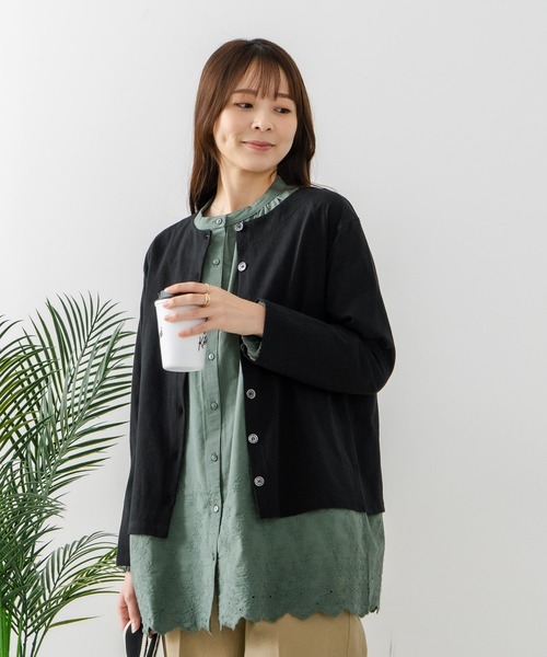 fort point(フォーポイント)の「【C-FORT POINT/フォートポイント】バスク天竺 クルーネック カーディガン(カーディガン/ボレロ・レディース・ブラック/レッド/ブルー/アイボリー/スミクロ・FREE)」の16枚目の写真