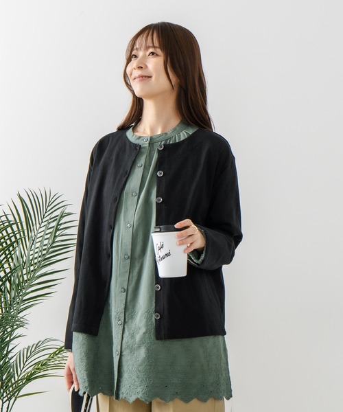 fort point(フォーポイント)の「【C-FORT POINT/フォートポイント】バスク天竺 クルーネック カーディガン(カーディガン/ボレロ・レディース・ブラック/レッド/ブルー/アイボリー/スミクロ・FREE)」の17枚目の写真