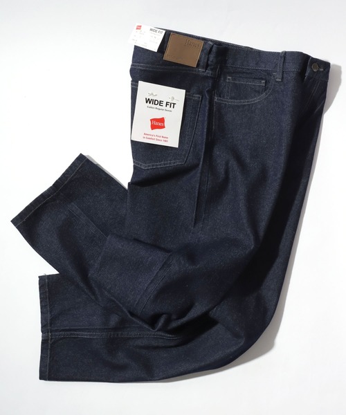 HANES（ヘインズ）の「Hanes/へインズ WIDE FIT DENIM PANTS/ワイドフィット ストレート デニムパンツ/レディース メンズ（デニムパンツ・メンズ・ライトブルー/ネイビー/ブルー・LL/L/M/S）」の2枚目の写真