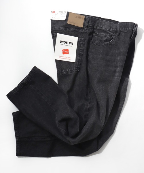 HANES(ヘインズ)の「Hanes/へインズ WIDE FIT DENIM PANTS/ワイドフィット ストレート デニムパンツ/レディース メンズ(デニムパンツ・メンズ・ライトブルー/ネイビー/ブルー/ブラック・LL/L/M/S)」の2枚目の写真