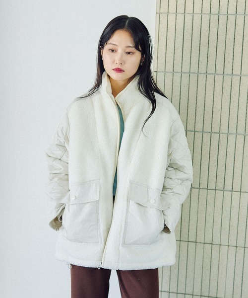 LEPSIM（レプシィム）の「スタンドボアキルトブルゾン　523889（ブルゾン・レディース・アイボリー/ブラック/カーキ・FREE）」の4枚目の写真