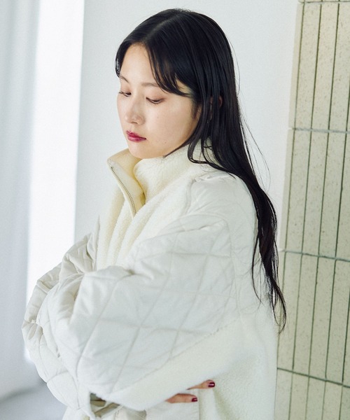 LEPSIM（レプシィム）の「スタンドボアキルトブルゾン　523889（ブルゾン・レディース・アイボリー/ブラック/カーキ・FREE）」の6枚目の写真