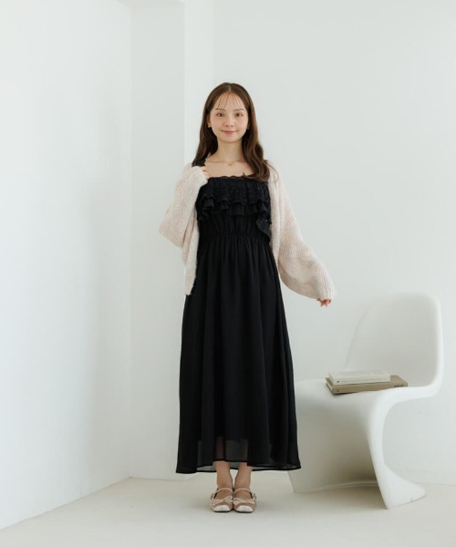 flower（フラワー）の「ペタルフリルワンピース（ワンピース・レディース・アイボリー/ブラック・FREE）」の7枚目の写真