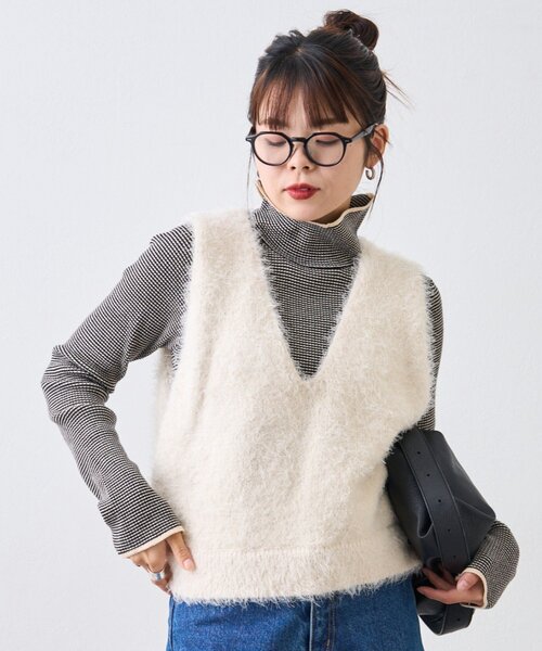 セール】【シーズンレスで活躍◎】ミックスフェザーヤーンクロップド丈