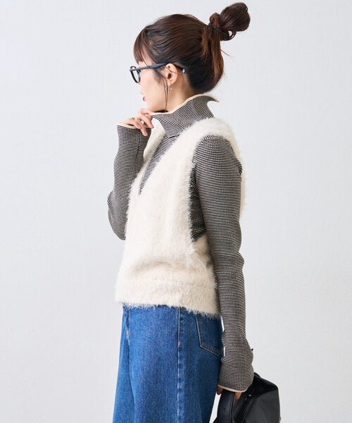 CIAOPANIC TYPY（チャオパニックティピー）の「【シーズンレスで活躍◎】ミックスフェザーヤーンクロップド丈ベスト（WEB限定）（ベスト・レディース・ライトグレー/ブラック/ブルー/イエロー/グレー/オフホワイト・ONE SIZE）」の12枚目の写真