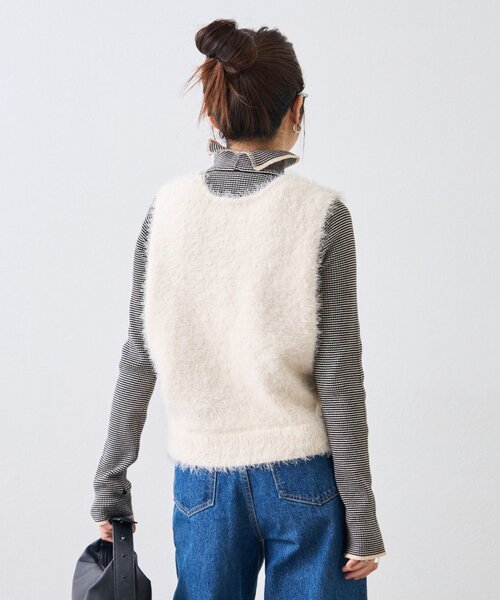 CIAOPANIC TYPY（チャオパニックティピー）の「【シーズンレスで活躍◎】ミックスフェザーヤーンクロップド丈ベスト（WEB限定）（ベスト・レディース・ライトグレー/ブラック/ブルー/イエロー/グレー/オフホワイト・ONE SIZE）」の13枚目の写真