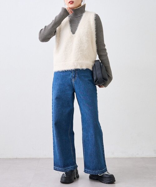 CIAOPANIC TYPY（チャオパニックティピー）の「【シーズンレスで活躍◎】ミックスフェザーヤーンクロップド丈ベスト（WEB限定）（ベスト・レディース・ライトグレー/ブラック/ブルー/イエロー/グレー/オフホワイト・ONE SIZE）」の14枚目の写真