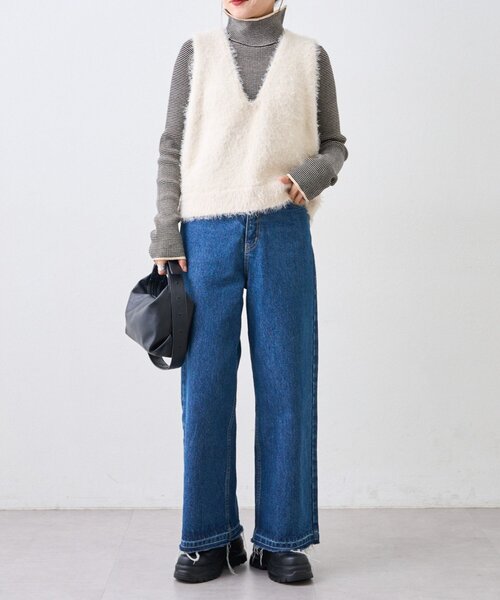 セール】【シーズンレスで活躍◎】ミックスフェザーヤーンクロップド丈