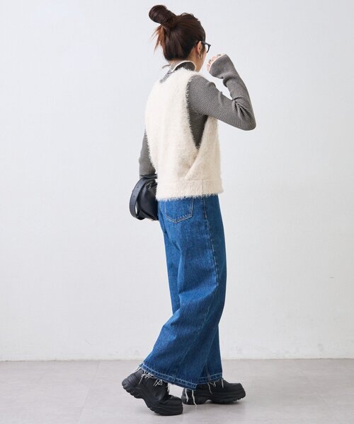 CIAOPANIC TYPY（チャオパニックティピー）の「【シーズンレスで活躍◎】ミックスフェザーヤーンクロップド丈ベスト（WEB限定）（ベスト・レディース・ライトグレー/ブラック/ブルー/イエロー/グレー/オフホワイト・ONE SIZE）」の16枚目の写真