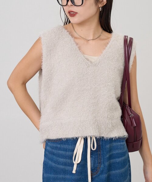 セール】【シーズンレスで活躍◎】ミックスフェザーヤーンクロップド丈