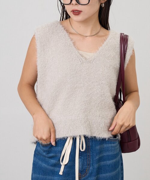 セール】【シーズンレスで活躍◎】ミックスフェザーヤーンクロップド丈