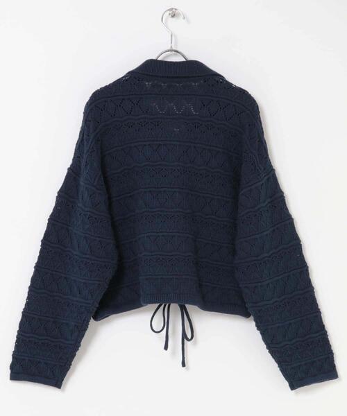【新品】ギャバジンK.T 透かし編み ボレロ カーディガン ネイビー 新品】ギャバジンK.T 透かし編み ボレロ カーディガン ネイビー 新品