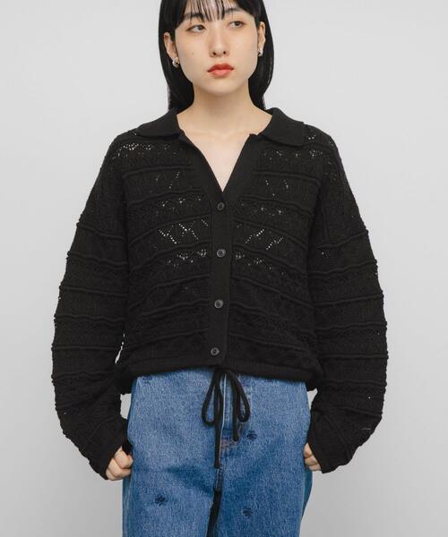 透け感のある黒カーディガン 透け感のある黒カーディガン SHEER LONG SLEEVES CARDIGAN – Shinzone