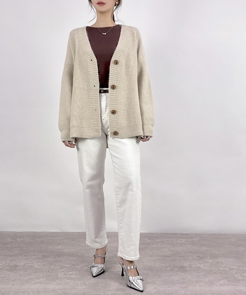 URU TOKYO オーバーサイズ ドロップショルダーリネンカーディガン URU TOKYO オーバーサイズ ドロップショルダーリネンカーディガン