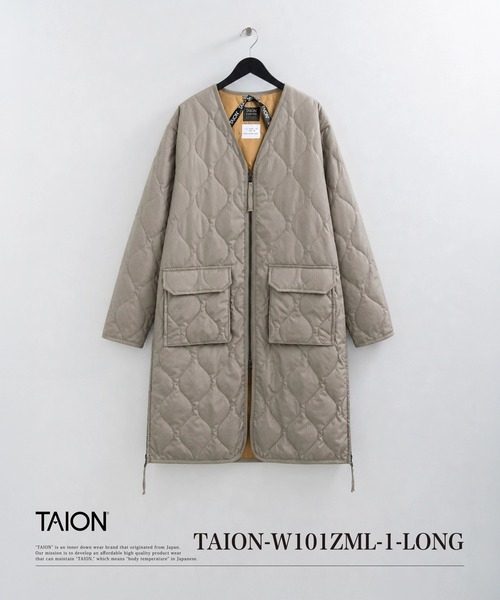 TAION(タイオン)の「【TAION(タイオン)】〈ウィメンズ〉ミリタリー Vネックジップ ダウンコート(ダウンジャケット/コート・レディース・ダークオリーブ/ブラウン系その他5/ブラック・M/L)」の1枚目の写真