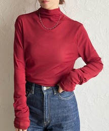 ハイネック長袖シアートップス/ロングTシャツ