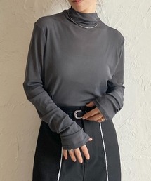 ハイネック長袖シアートップス/ロングTシャツ