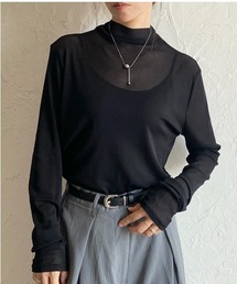 She's Closet（シーズクローゼット）の「ハイネック長袖シアートップス/ロングTシャツ（Tシャツ/カットソー・レディース）」