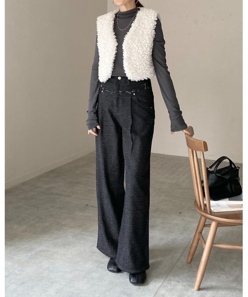 She's Closet（シーズクローゼット）の「ハイネック長袖シアートップス/ロングTシャツ（Tシャツ/カットソー・レディース・ホワイト/ブラック/チャコールグレー/ブラウン/バーガンディー・FREE）」の22枚目の写真