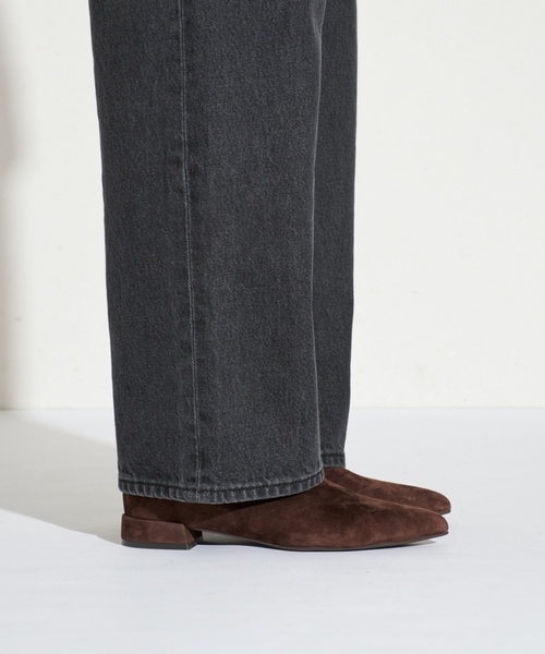 セール】GRISEレザーポインテッドソフトフィットショートブーツ