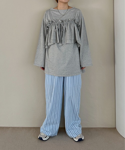 PILIT（ピリット）の「マルチway　ビスチェSETプルオーバー（Tシャツ/カットソー・レディース・チャコールグレー/杢グレー/サックスブルー・MEDIUM）」の10枚目の写真