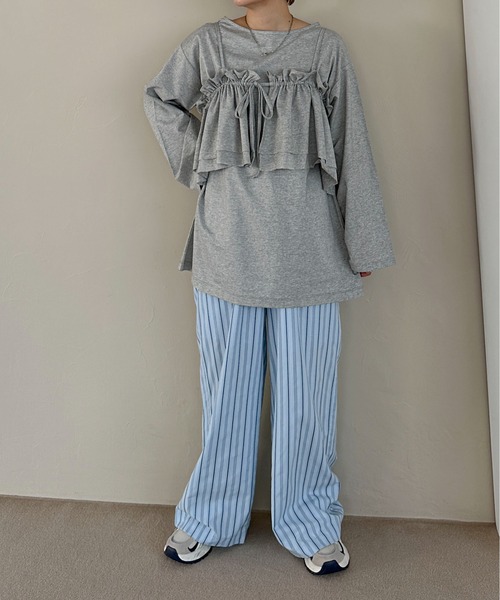 PILIT（ピリット）の「マルチway　ビスチェSETプルオーバー（Tシャツ/カットソー・レディース・チャコールグレー/杢グレー/サックスブルー・MEDIUM）」の11枚目の写真