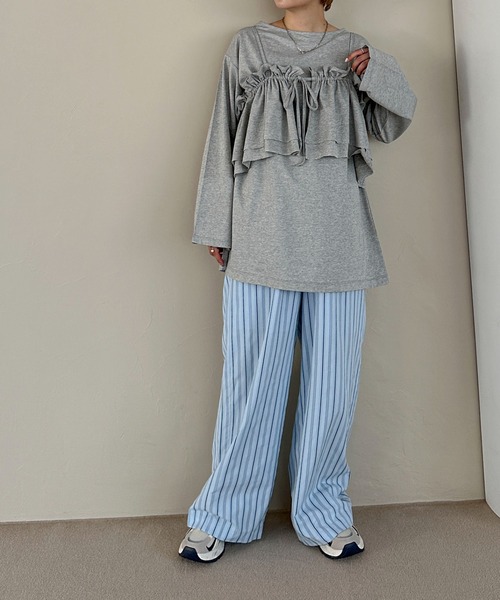 PILIT（ピリット）の「マルチway　ビスチェSETプルオーバー（Tシャツ/カットソー・レディース・チャコールグレー/杢グレー/サックスブルー・MEDIUM）」の12枚目の写真