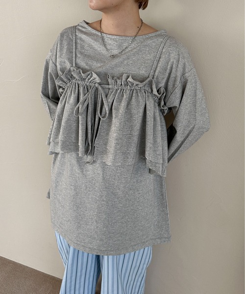 PILIT（ピリット）の「マルチway　ビスチェSETプルオーバー（Tシャツ/カットソー・レディース・チャコールグレー/杢グレー/サックスブルー・MEDIUM）」の13枚目の写真