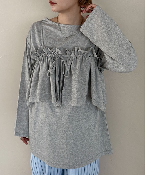 PILIT（ピリット）の「マルチway　ビスチェSETプルオーバー（Tシャツ/カットソー・レディース・チャコールグレー/杢グレー/サックスブルー・MEDIUM）」の14枚目の写真