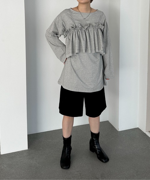 PILIT（ピリット）の「マルチway　ビスチェSETプルオーバー（Tシャツ/カットソー・レディース・チャコールグレー/杢グレー/サックスブルー・MEDIUM）」の16枚目の写真