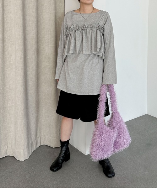 PILIT（ピリット）の「マルチway　ビスチェSETプルオーバー（Tシャツ/カットソー・レディース・チャコールグレー/杢グレー/サックスブルー・MEDIUM）」の18枚目の写真