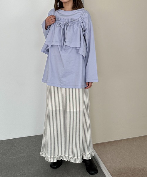 PILIT（ピリット）の「マルチway　ビスチェSETプルオーバー（Tシャツ/カットソー・レディース・チャコールグレー/杢グレー/サックスブルー・MEDIUM）」の4枚目の写真