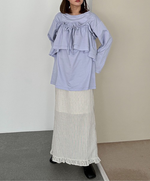 PILIT（ピリット）の「マルチway　ビスチェSETプルオーバー（Tシャツ/カットソー・レディース・チャコールグレー/杢グレー/サックスブルー・MEDIUM）」の5枚目の写真