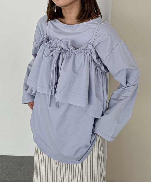 PILIT（ピリット）の「マルチway　ビスチェSETプルオーバー（Tシャツ/カットソー・レディース・チャコールグレー/杢グレー/サックスブルー・MEDIUM）」の6枚目の写真