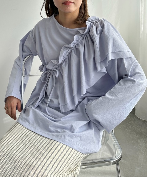 PILIT（ピリット）の「マルチway　ビスチェSETプルオーバー（Tシャツ/カットソー・レディース・チャコールグレー/杢グレー/サックスブルー・MEDIUM）」の8枚目の写真